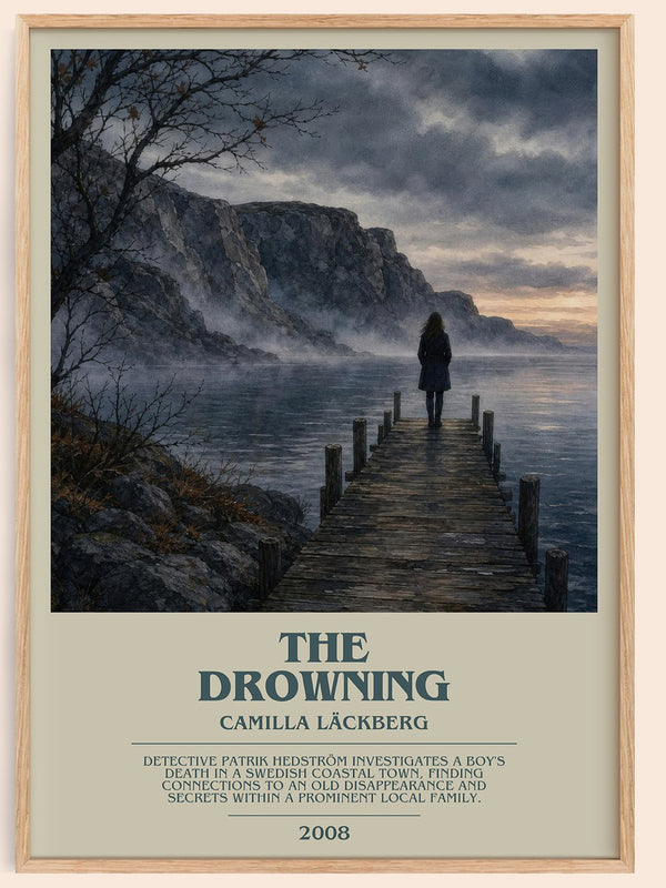 The Drowning bookish book poster by Camilla Läckberg – framed literary art print