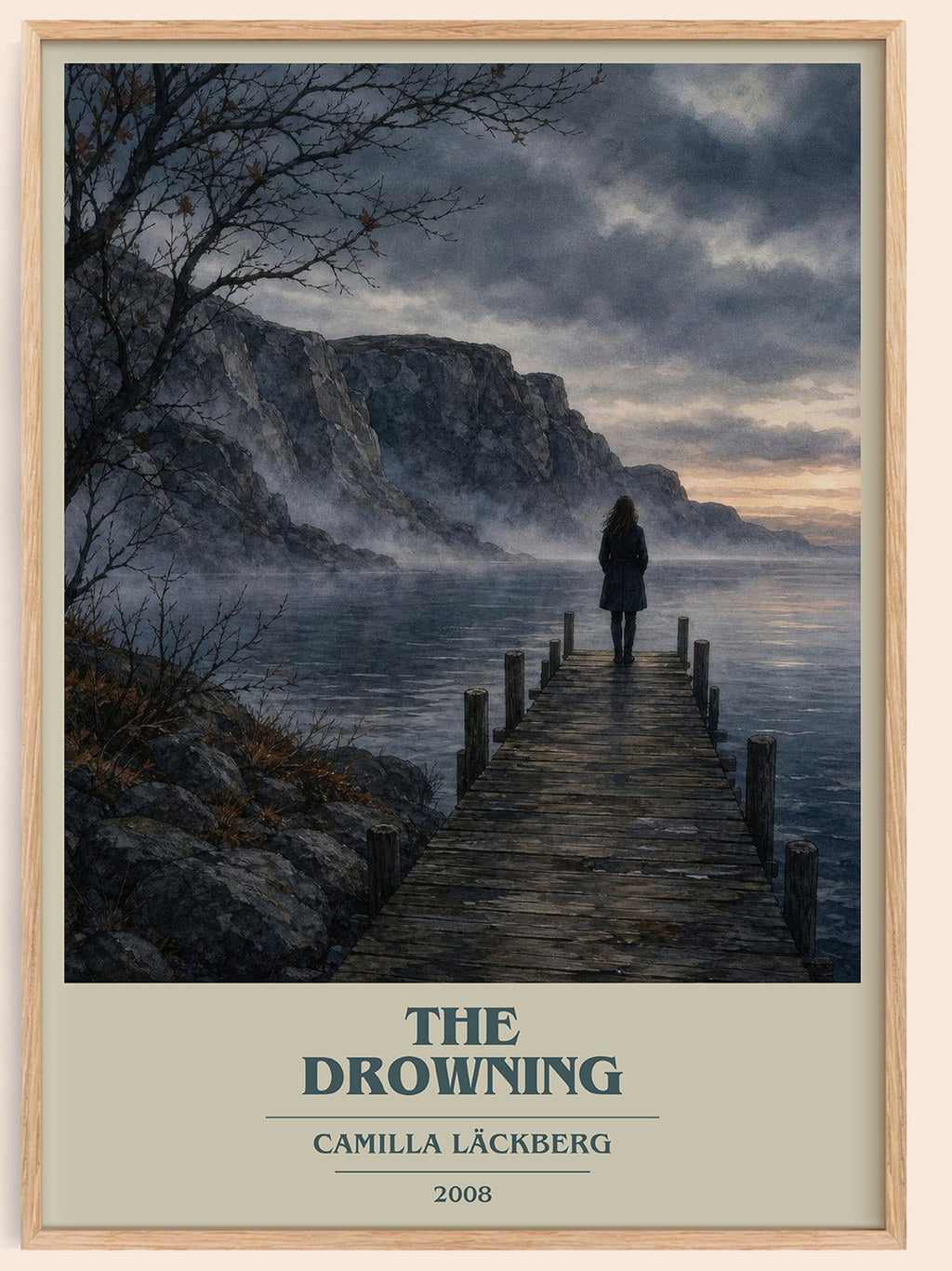 The Drowning book cover book poster by Camilla Läckberg – framed literary art print