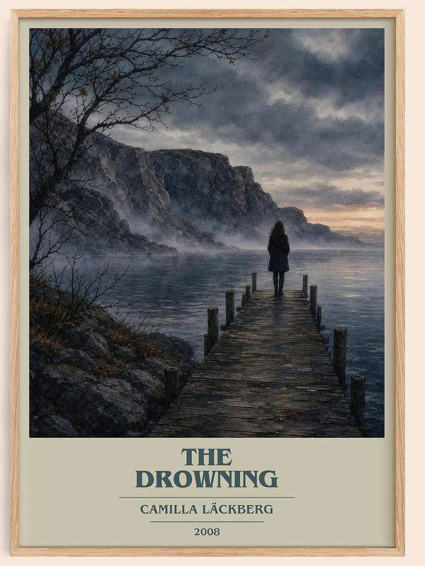 The Drowning book cover book poster by Camilla Läckberg – framed literary art print