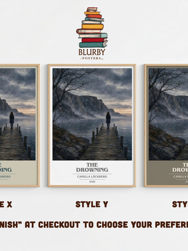 The Drowning book cover print in frame leaning in hallway – crime wall art