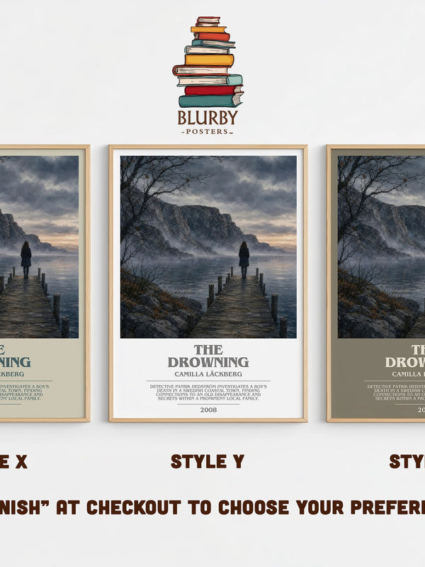 The Drowning bookish print in frame leaning in hallway – crime wall art