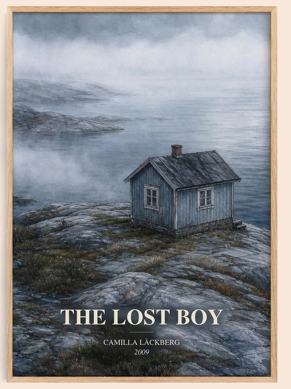 The Lost Boy watercolour book poster by Camilla Läckberg – framed literary art print