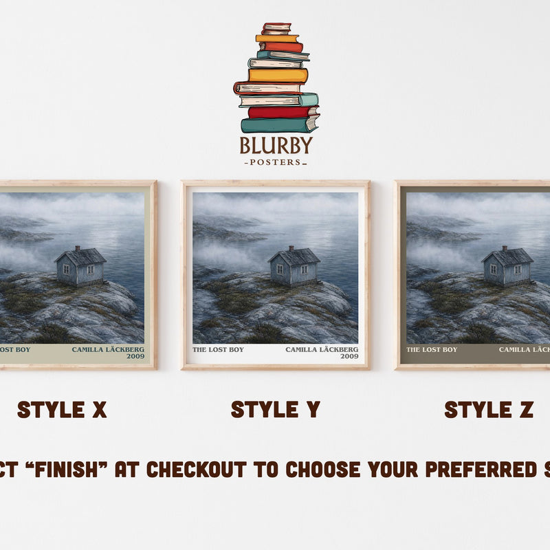 The Lost Boy literary print in frame leaning in hallway – crime wall art