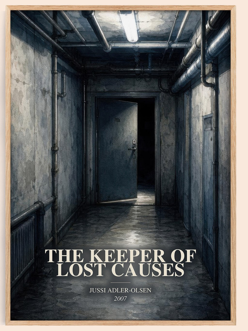The Keeper of Lost Causes watercolour book poster by Jussi Adler-Olsen – framed literary art print