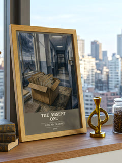 The Absent One book cover print framed by window – literary home decor