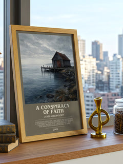 A Conspiracy of Faith bookish print framed by window – literary home decor