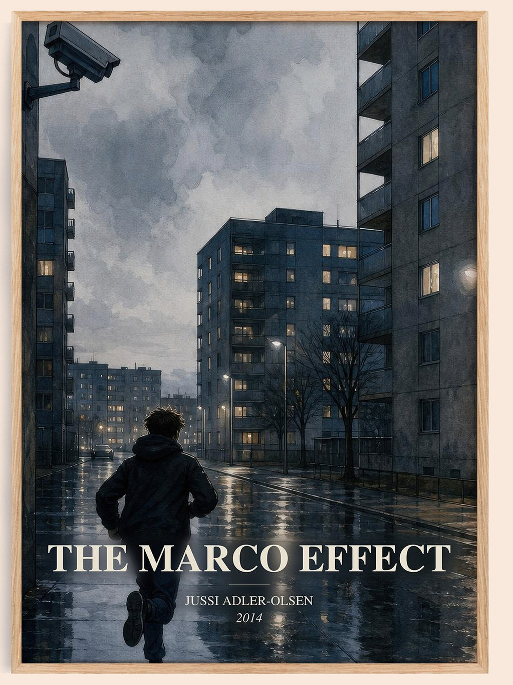 The Marco Effect watercolour book poster by Jussi Adler-Olsen – framed literary art print
