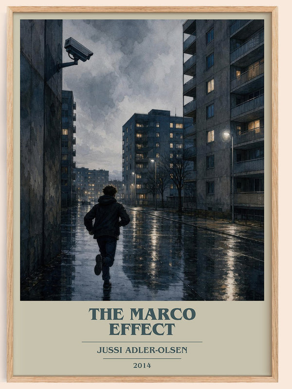 The Marco Effect book cover book poster by Jussi Adler-Olsen – framed literary art print