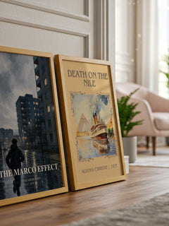 The Marco Effect watercolour print framed by window – literary home decor