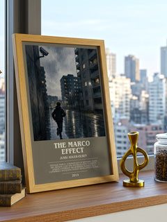 The Marco Effect Bookish Wall Art by Jussi Adler-Olsen – framed print on a city-view windowsill