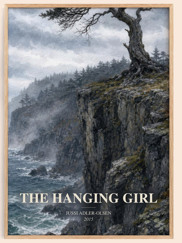 The Hanging Girl watercolour book poster by Jussi Adler-Olsen – framed literary art print