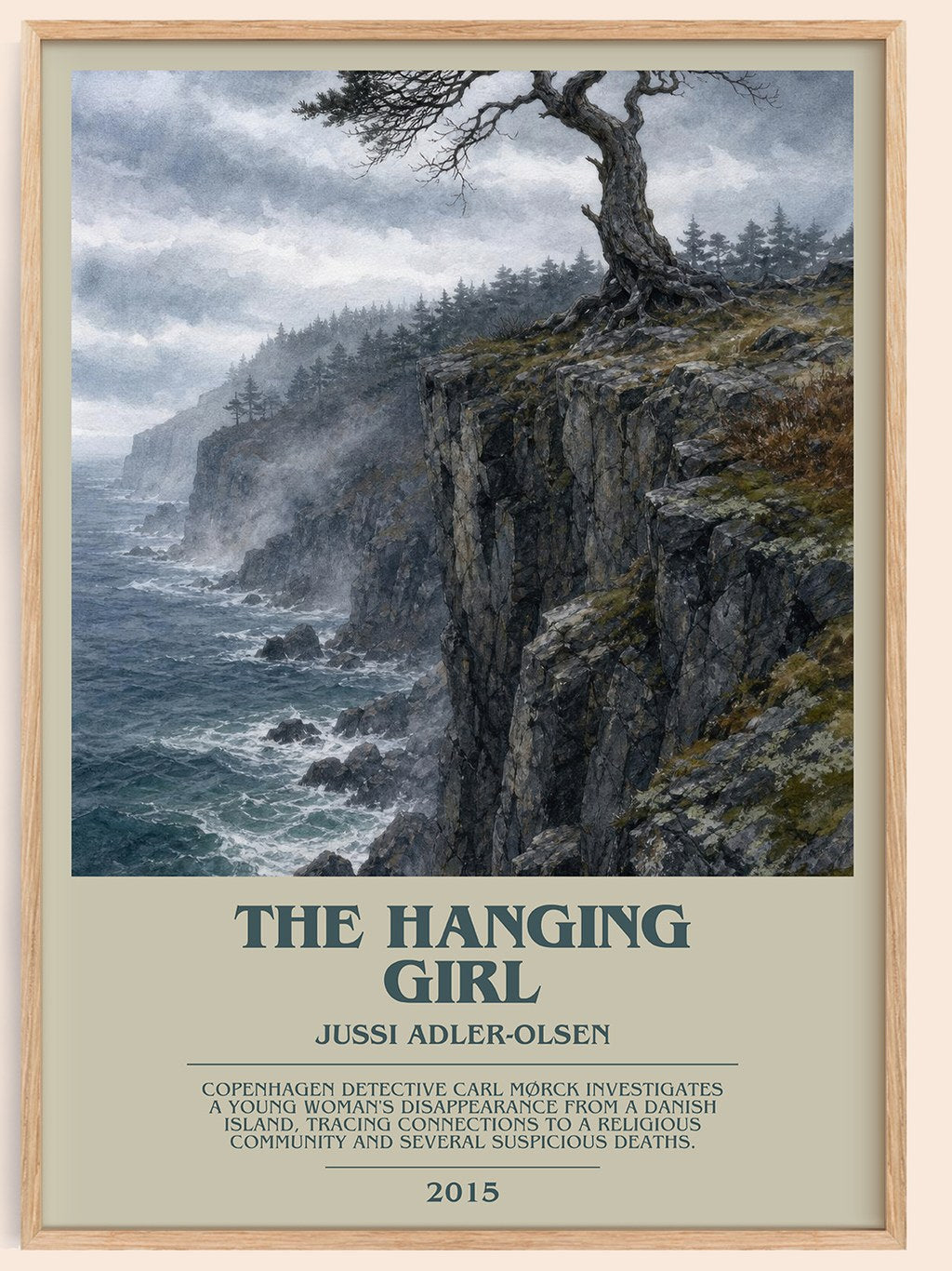 The Hanging Girl bookish book poster by Jussi Adler-Olsen – framed literary art print