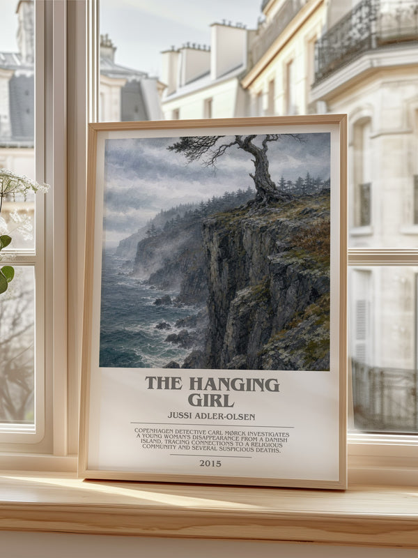 The Hanging Girl bookish poster colour and style options – Jussi Adler-Olsen book art