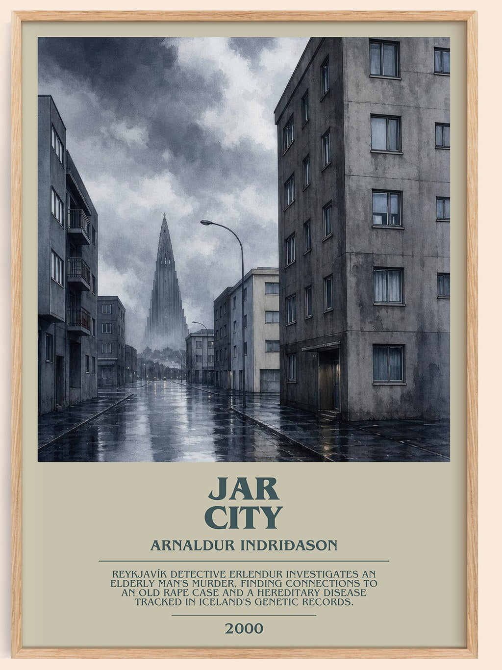 Jar City bookish book poster by Arnaldur Indriðason – framed literary art print