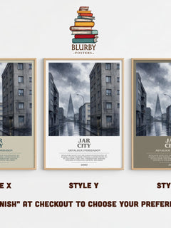 Jar City bookish print in frame leaning in hallway – crime wall art