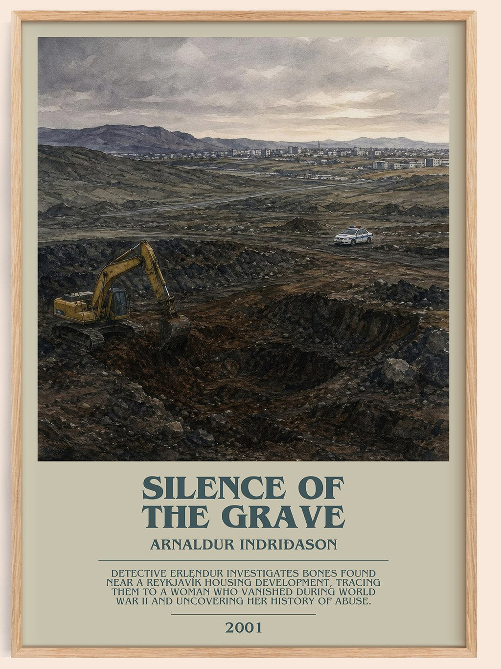 Silence of the Grave bookish book poster by Arnaldur Indriðason – framed literary art print