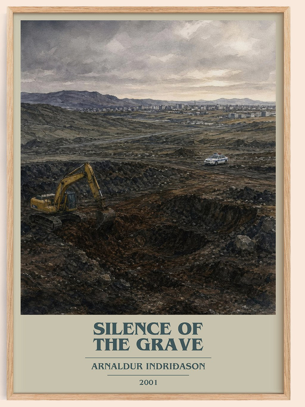 Silence of the Grave book cover book poster by Arnaldur Indriðason – framed literary art print