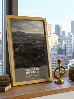Silence of the Grave Book Cover Poster by Arnaldur Indriðason – framed print on a city-view windowsill