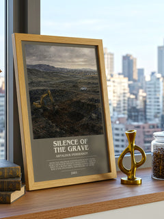 Silence of the Grave bookish print framed by window – literary home decor
