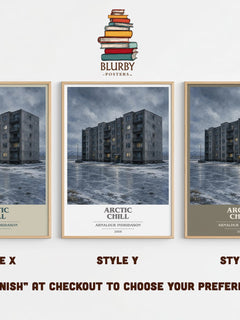 Arctic Chill book cover print in frame leaning in hallway – crime wall art