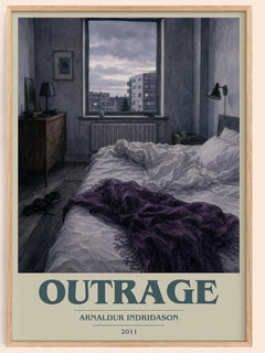 Outrage book cover book poster by Arnaldur Indriðason – framed literary art print