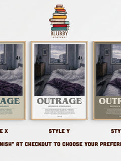 Outrage bookish print in frame leaning in hallway – crime wall art