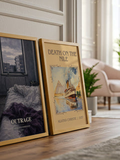Outrage watercolour print framed by window – literary home decor