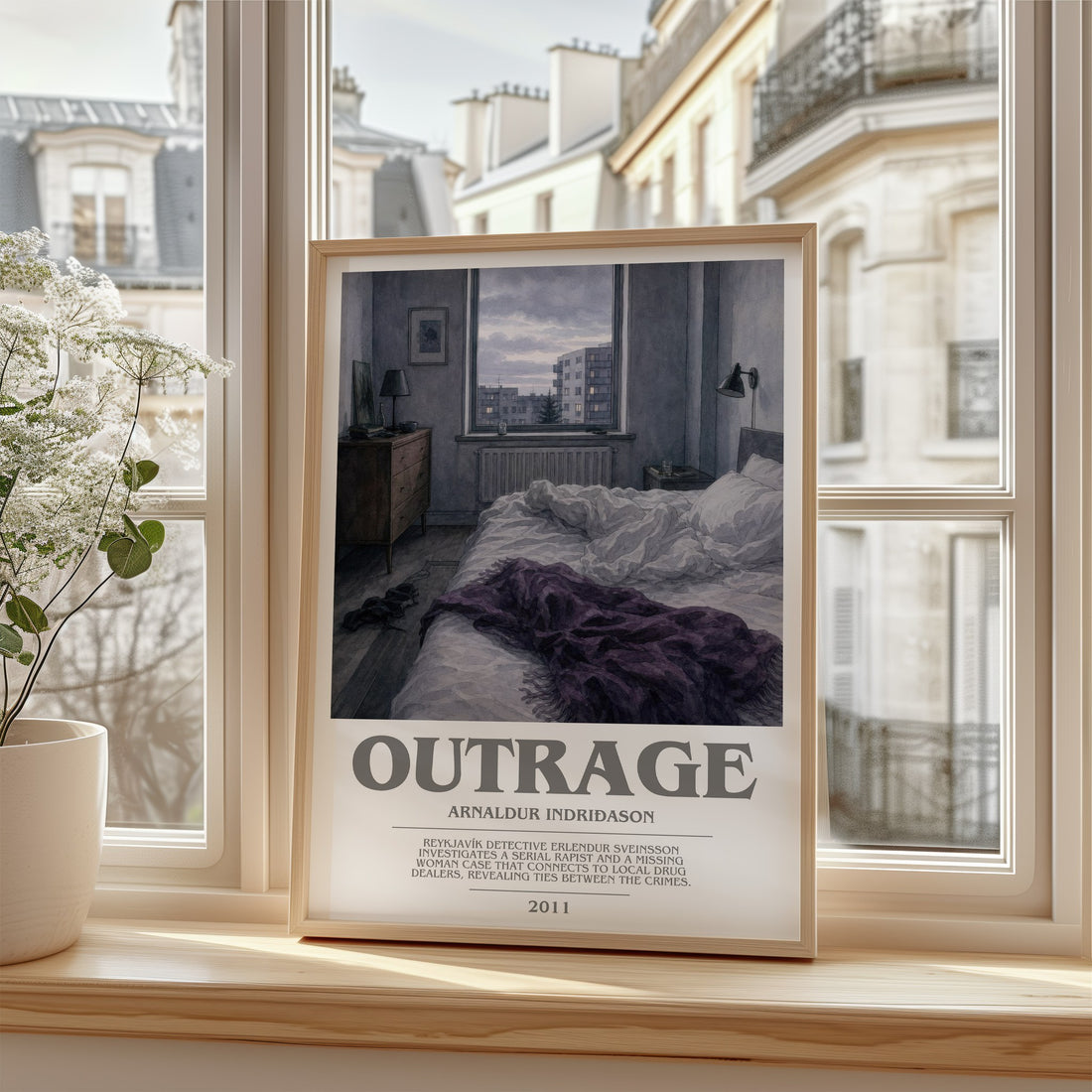 Outrage bookish poster colour and style options – Arnaldur Indriðason book art