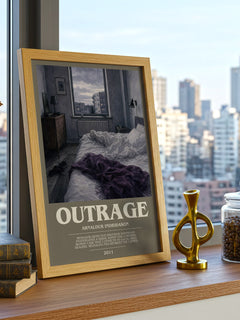 Outrage bookish print framed by window – literary home decor