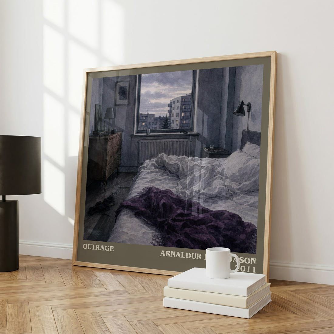 Outrage literary print framed by window – literary home decor