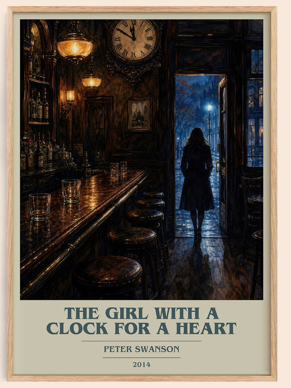 The Girl with a Clock for a Heart book cover book poster by Peter Swanson – framed literary art print