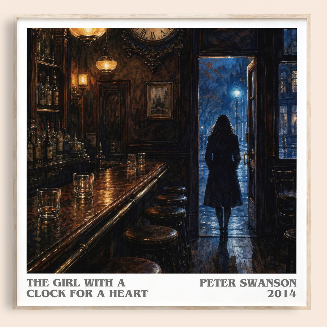 The Girl with a Clock for a Heart literary book poster by Peter Swanson – framed literary art print