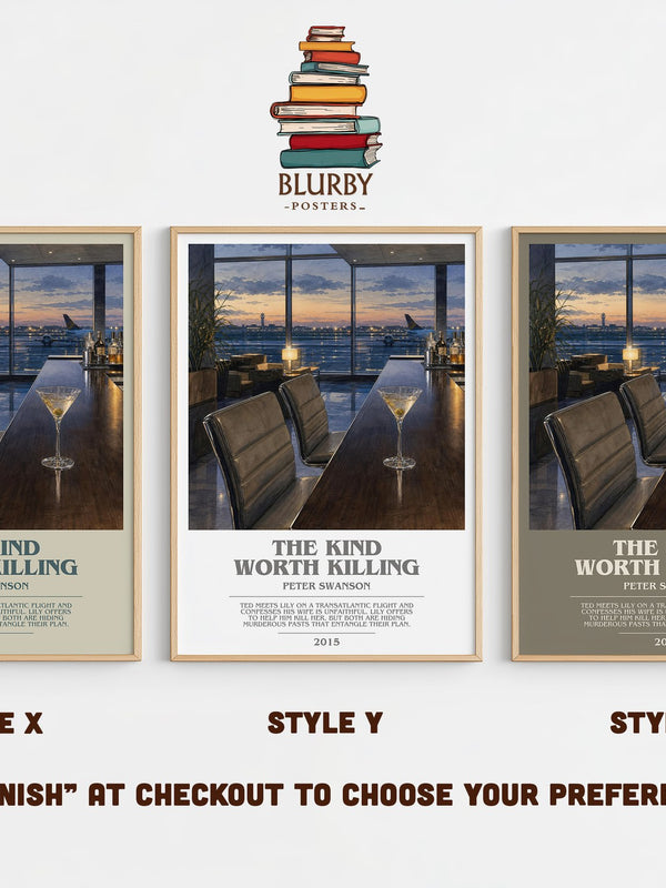 The Kind Worth Killing bookish print in frame leaning in hallway – thriller wall art