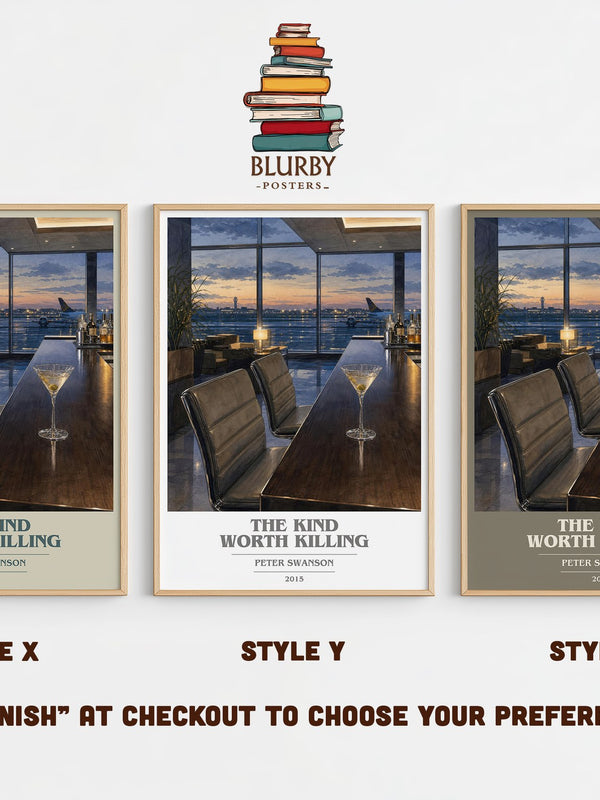 The Kind Worth Killing book cover print in frame leaning in hallway – thriller wall art