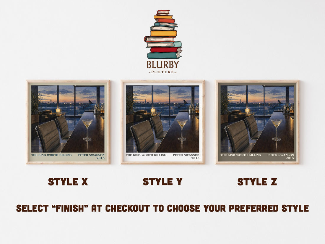 The Kind Worth Killing literary print in frame leaning in hallway – thriller wall art (mockup)