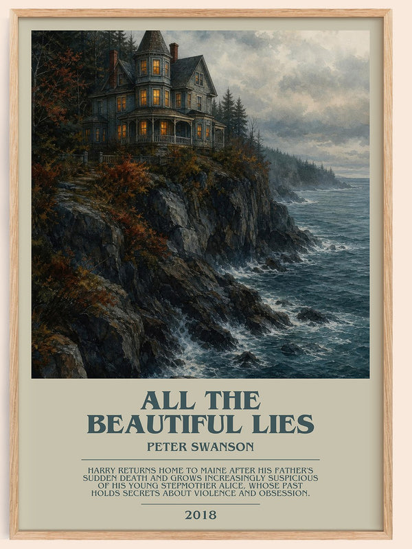 All the Beautiful Lies bookish book poster by Peter Swanson – framed literary art print