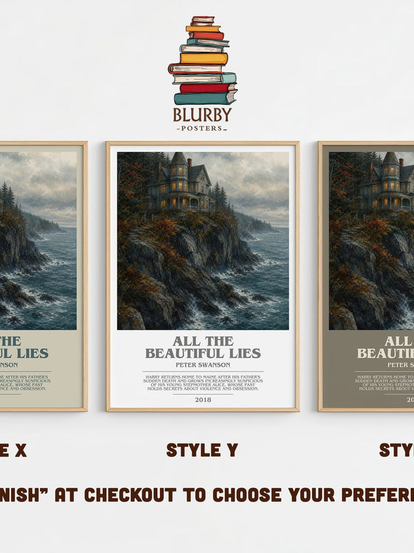 All the Beautiful Lies bookish print in frame leaning in hallway – thriller wall art
