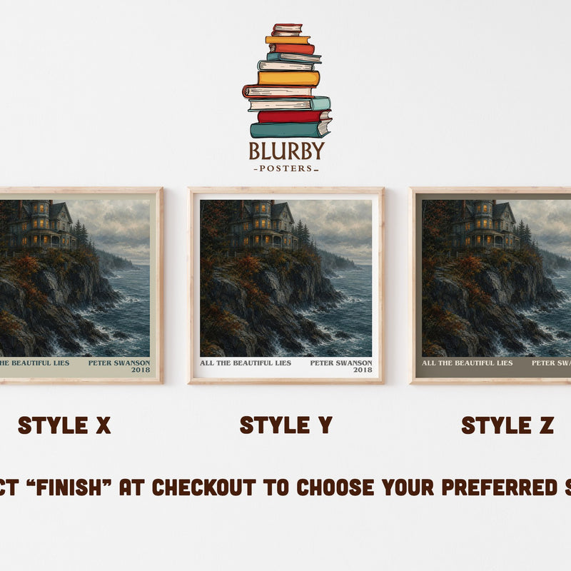 All the Beautiful Lies literary print in frame leaning in hallway – thriller wall art