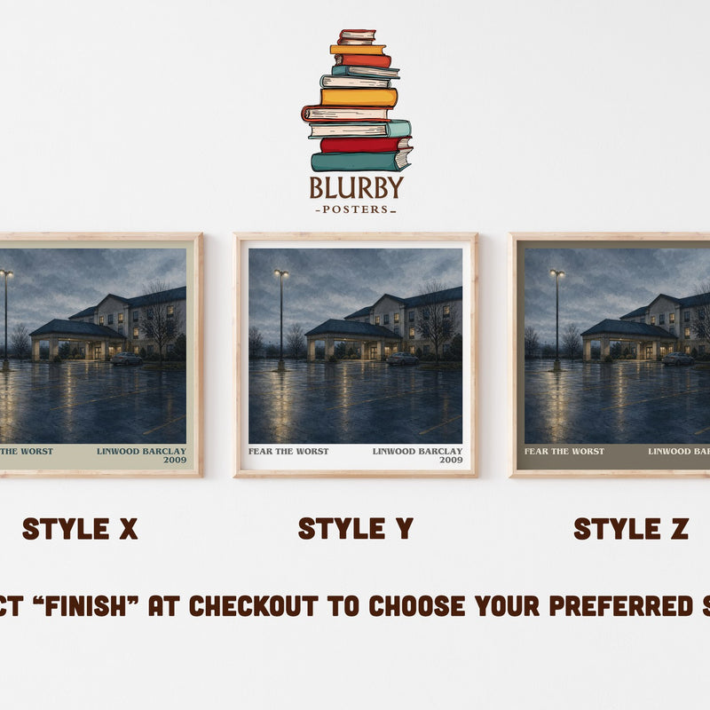 Fear the Worst literary print in frame leaning in hallway – thriller wall art