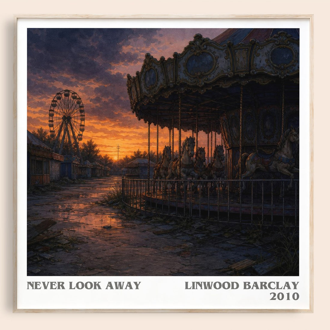 Never Look Away literary book poster by Linwood Barclay – framed literary art print