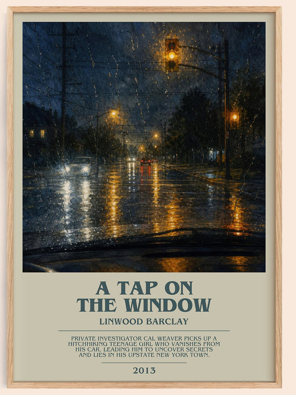 A Tap on the Window bookish book poster by Linwood Barclay – framed literary art print