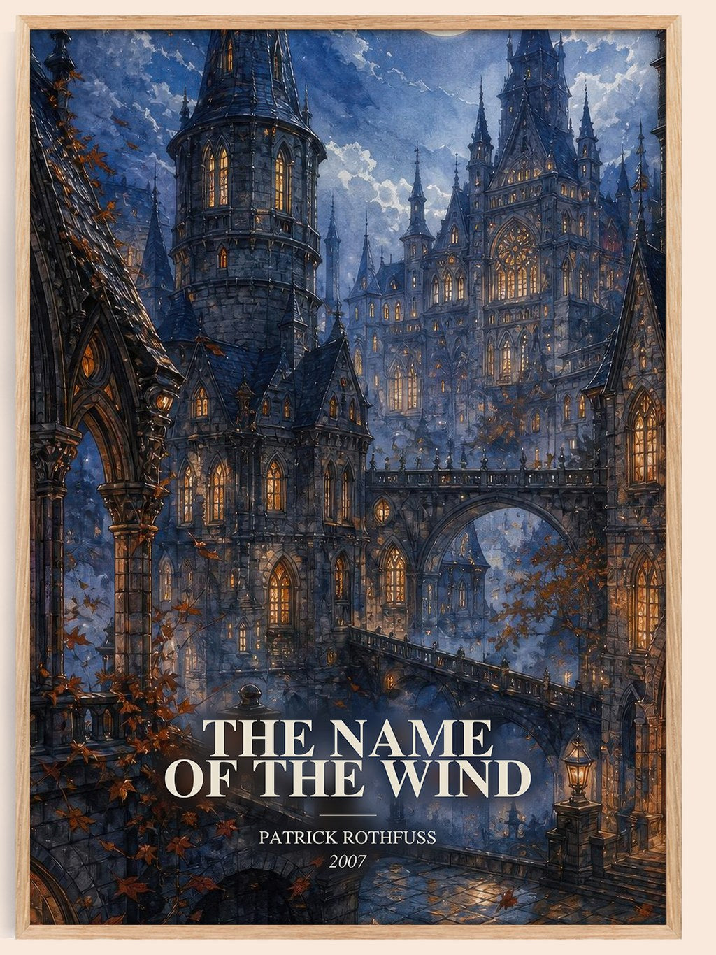 The Name of the Wind watercolour book poster by Patrick Rothfuss – framed literary art print