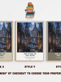 The Name of the Wind book cover print in frame leaning in hallway – fantasy wall art