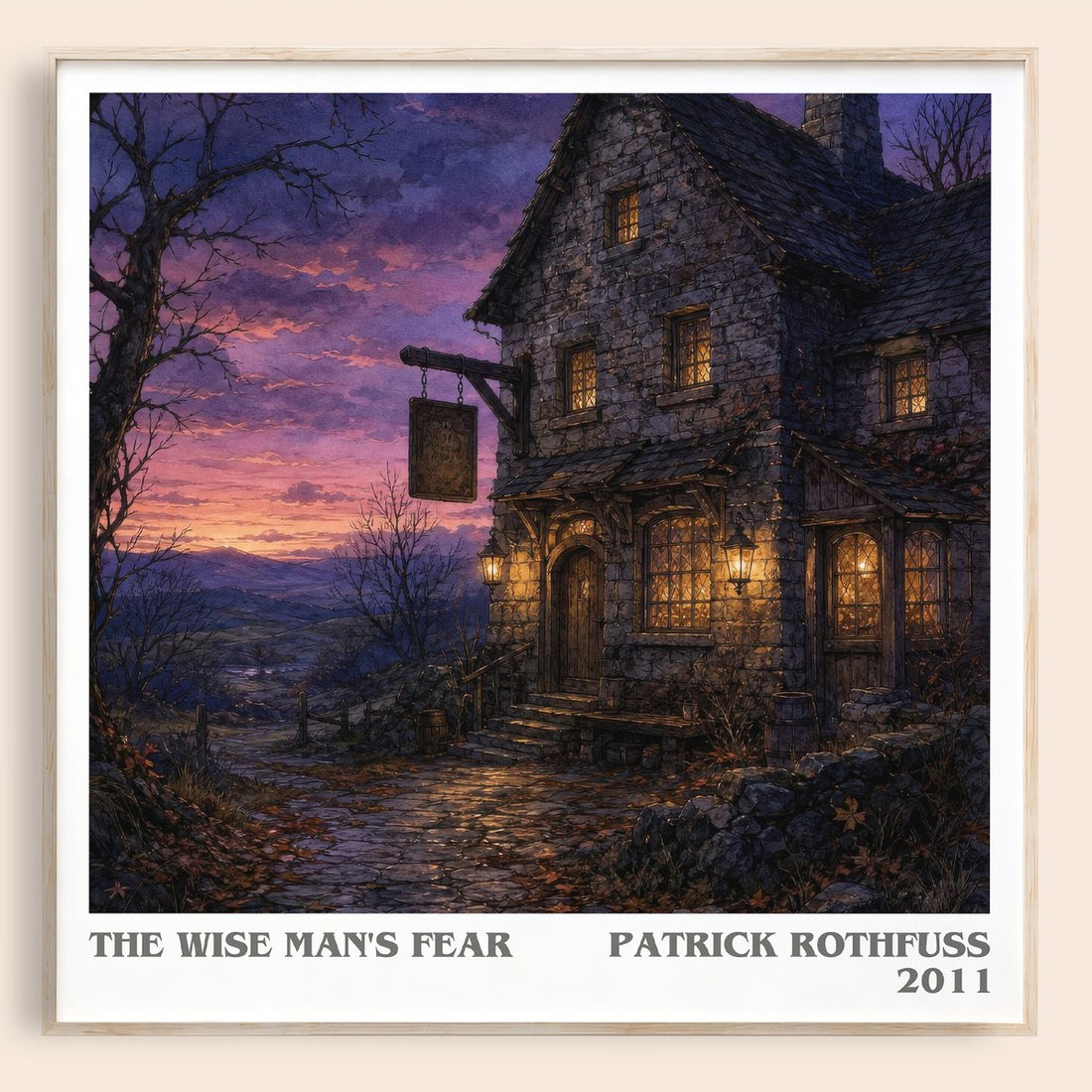 The Wise Man's Fear literary book poster by Patrick Rothfuss – framed literary art print