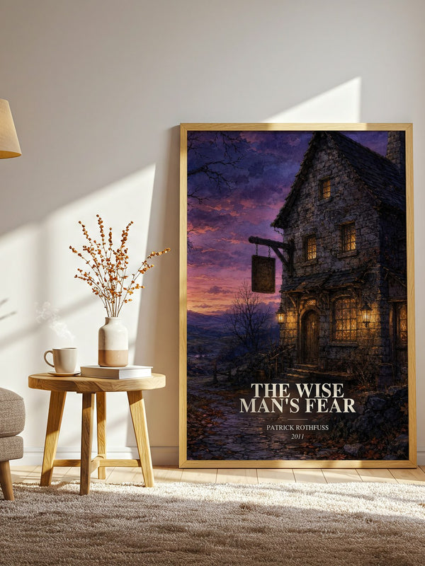 The Wise Man's Fear watercolour print in frame leaning in hallway – fantasy wall art