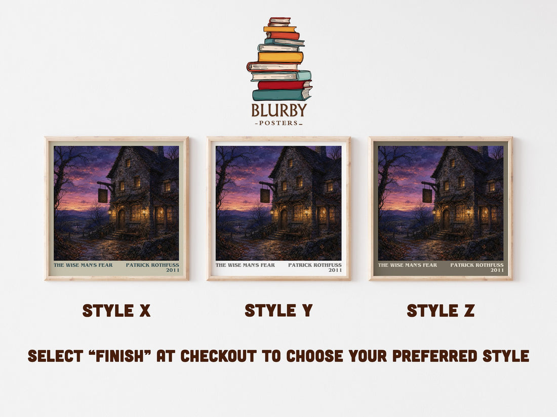 The Wise Man's Fear literary print in frame leaning in hallway – fantasy wall art (mockup)