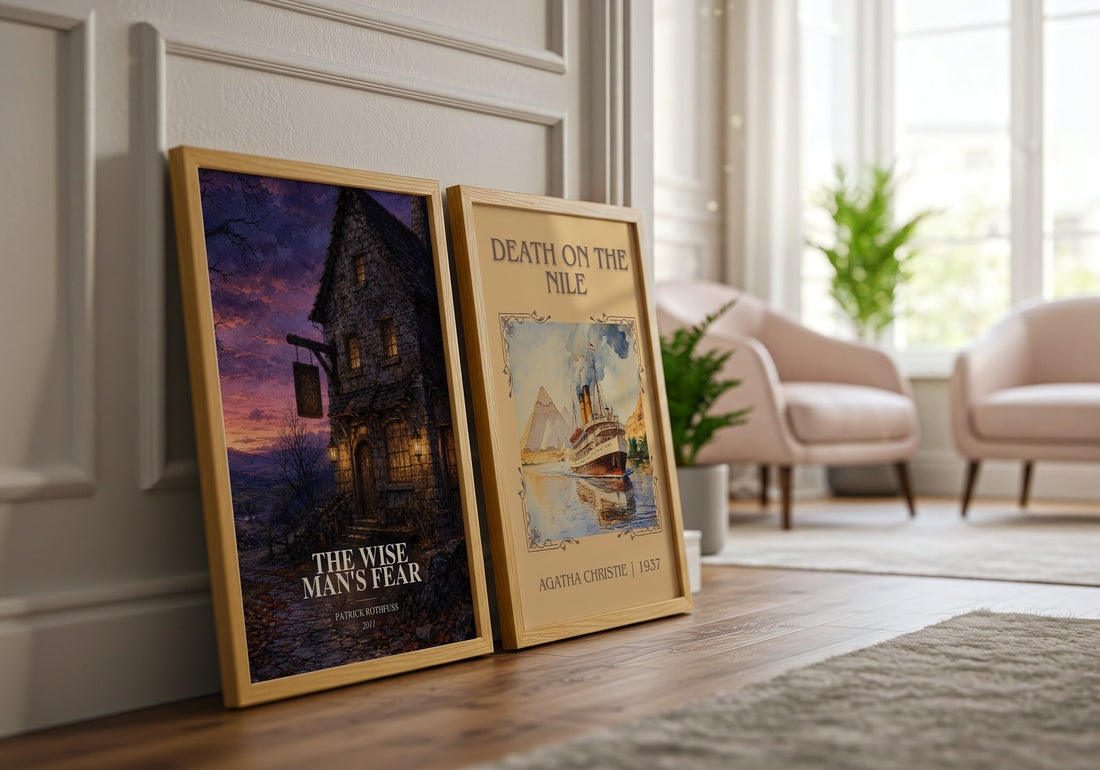 The Wise Man's Fear watercolour print framed by window – literary home decor