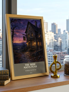 The Wise Man's Fear book cover print framed by window – literary home decor