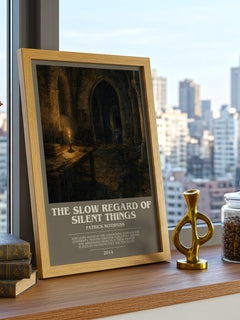 The Slow Regard of Silent Things bookish print framed by window – literary home decor