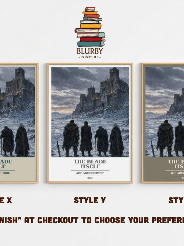 The Blade Itself book cover print in frame leaning in hallway – fantasy wall art